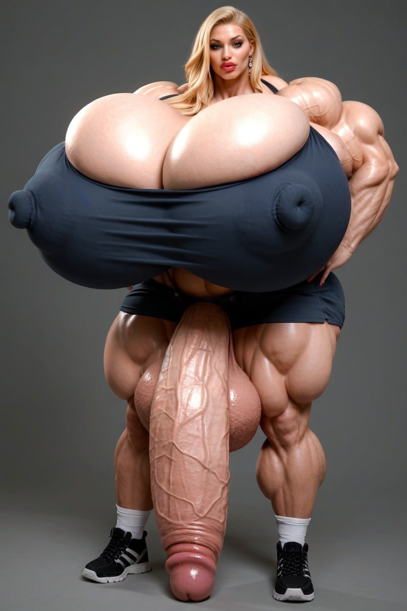 Hyper Gigantic Abs, Hyper Gigantic Massive Balls, Penis Is Just Way Too Gigantic Shemale AI Porn