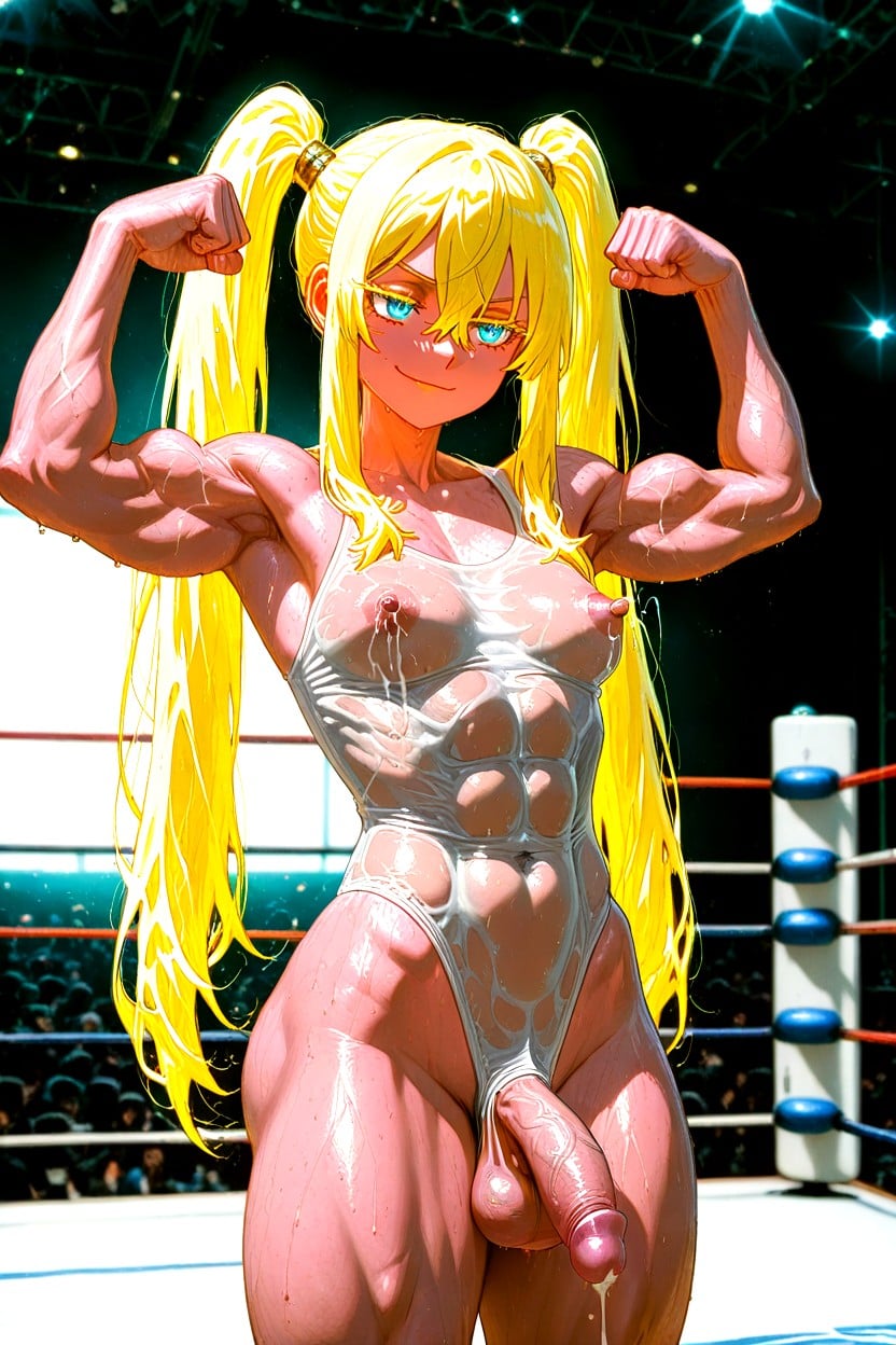 Milky White Yellow Eyelasheslight Yellow Coloring, Small Breasts, Naked Shemale AI Porn