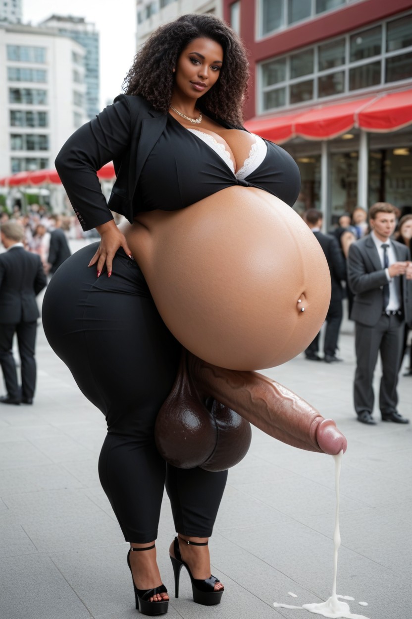 Crowd Watching, Extreme Hyper Large Ass, Hyper Dark Black Cock 人妖AI色情