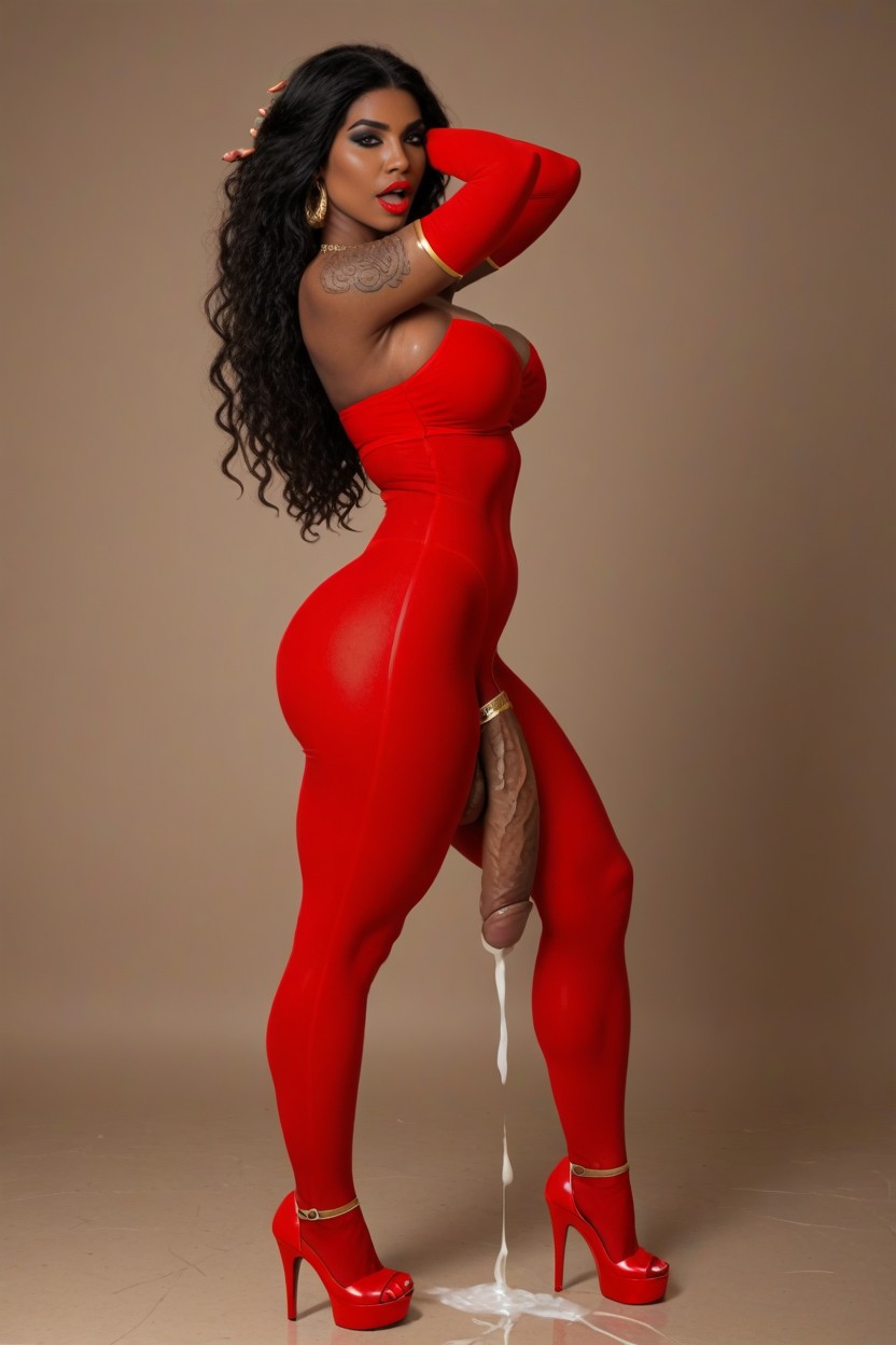 Cum On Ground Cum Leaking From Cock, Thick Red Lips, Cosplay ニューハーフAIポルノ