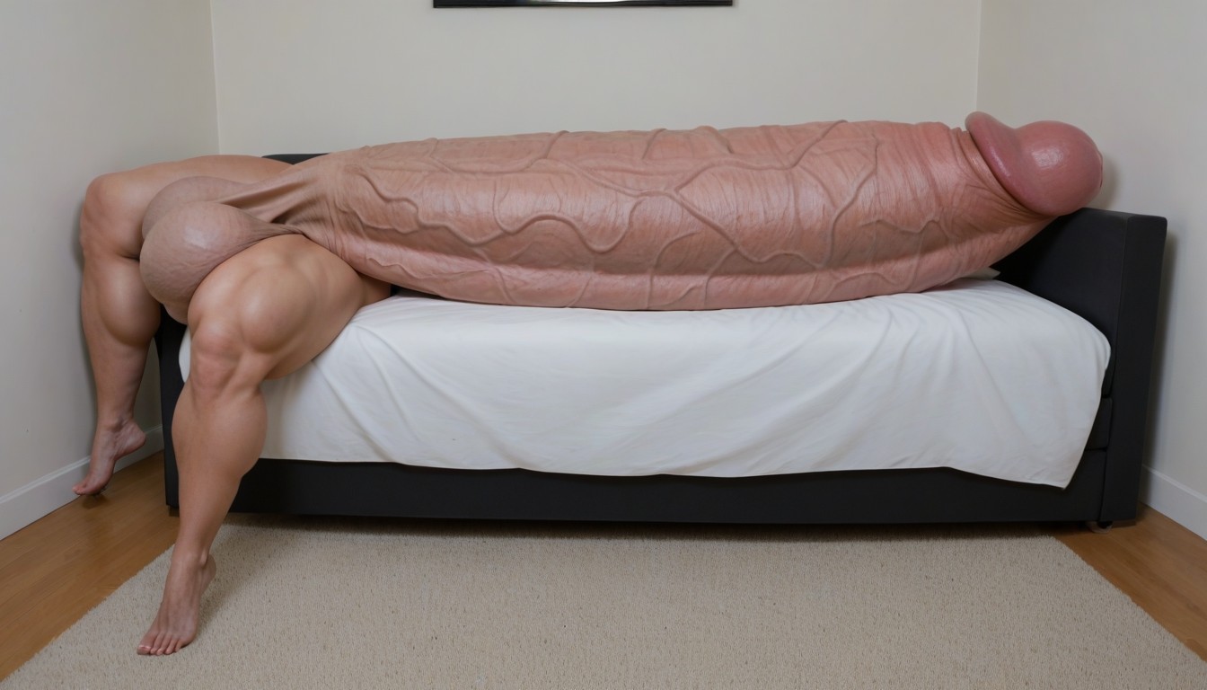 Laying On Top Of Her Penis, Balls Are Big Enough To Touch The Floor, Impossibly Gigantic Girthy Penis Shemale AI Porn