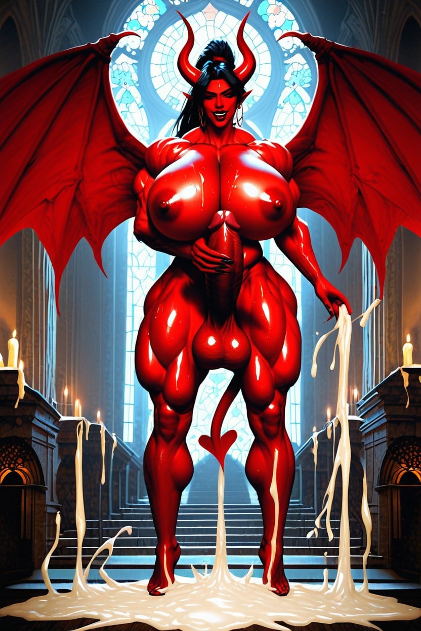 Gigantic Red Breasts, Full Body, Excessive Cum And Flood Shemale AI Porn