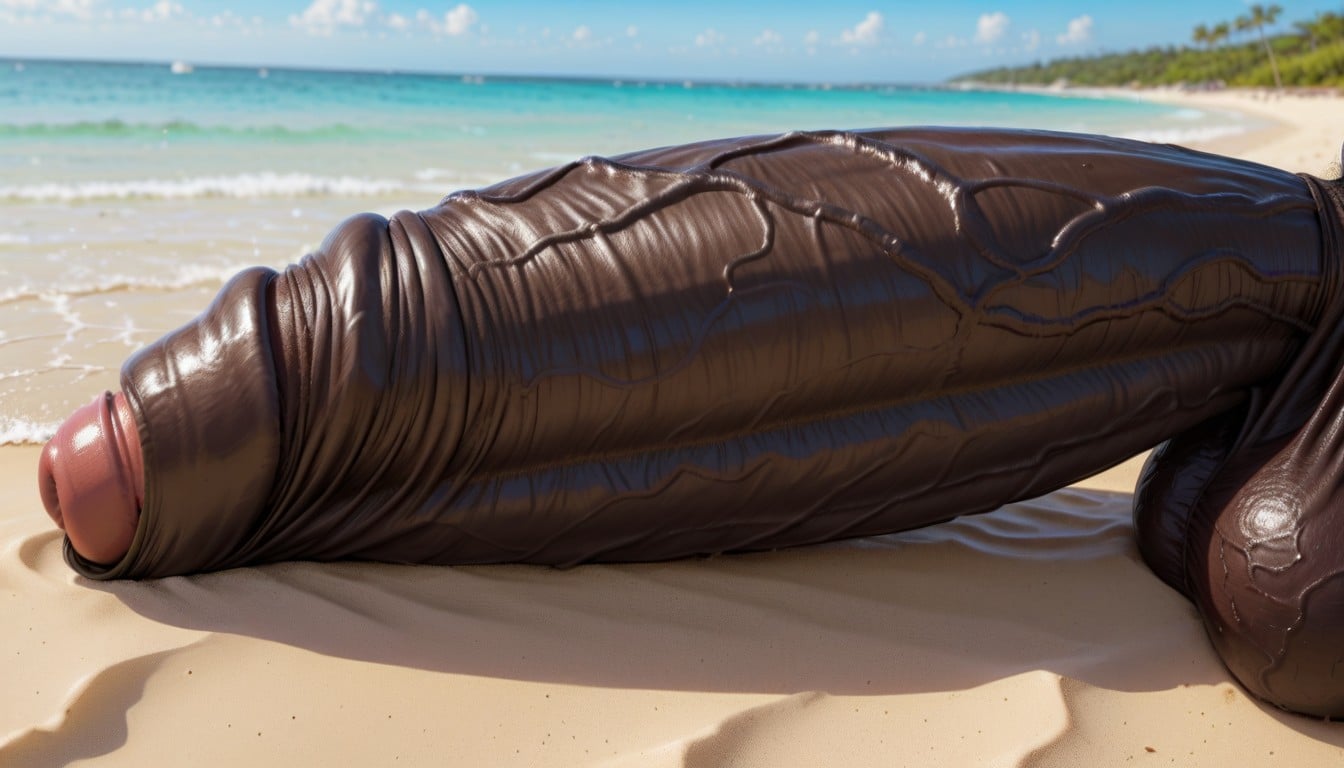 Exaggerated Swollen Glans, Photorealism, Flaccid Monster Cock Shemale AI Porn
