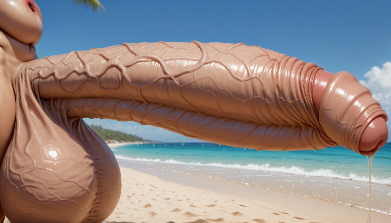 Girthy Thick Gigantic Black Penis, Vue De Côté, Naked Porno IA transsexuelle