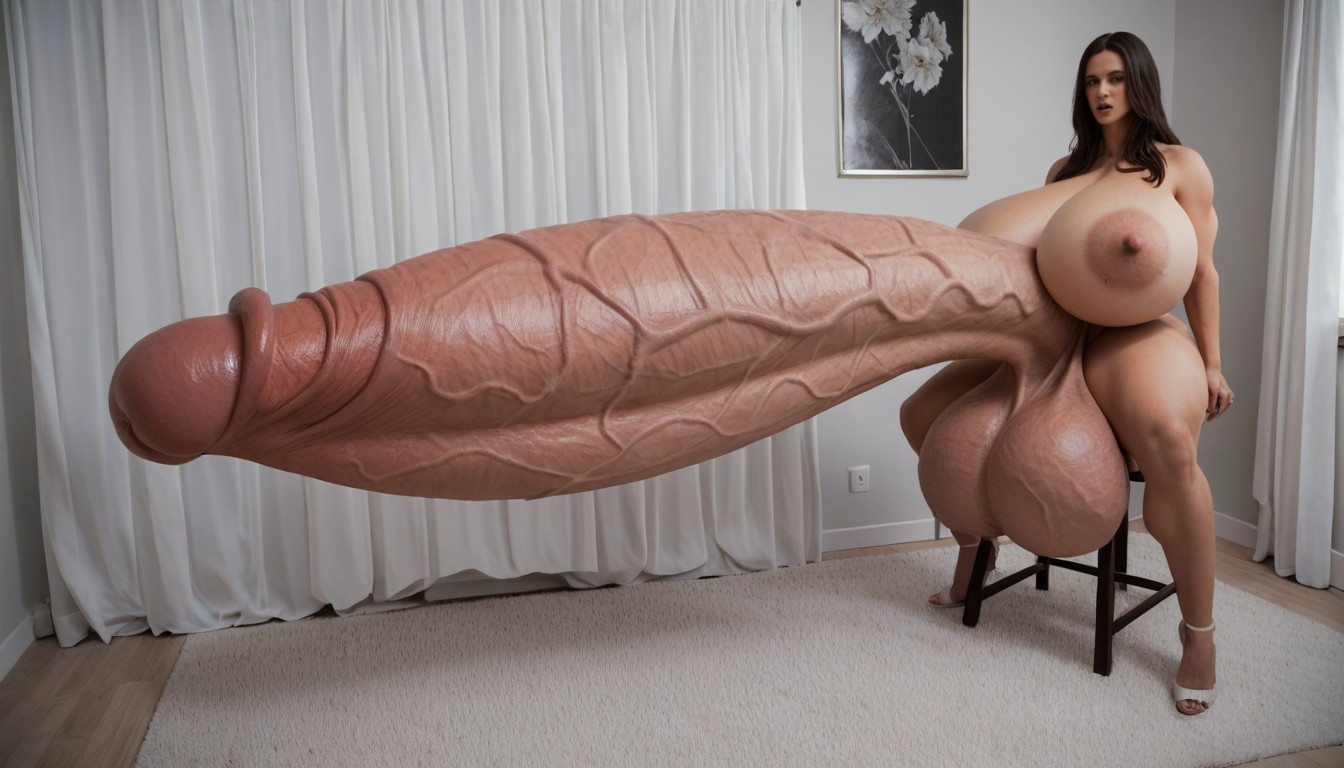 Sitting Down, 18+, Penis Larger Than Entire Bed Shemale AI Porn