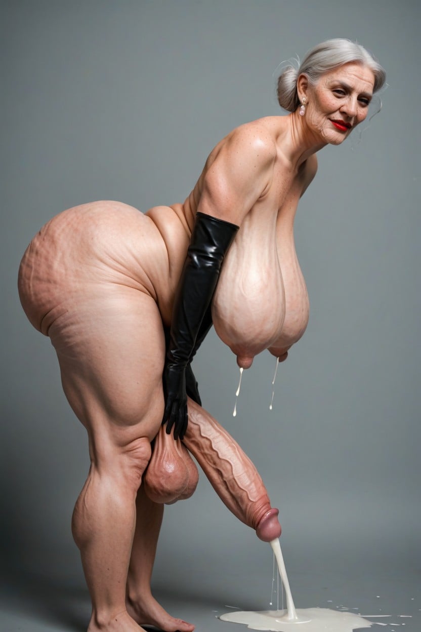 Cellulite Thighs, Wrinkles On Breasts, Hyper Long Penis Travesti IA Pornô