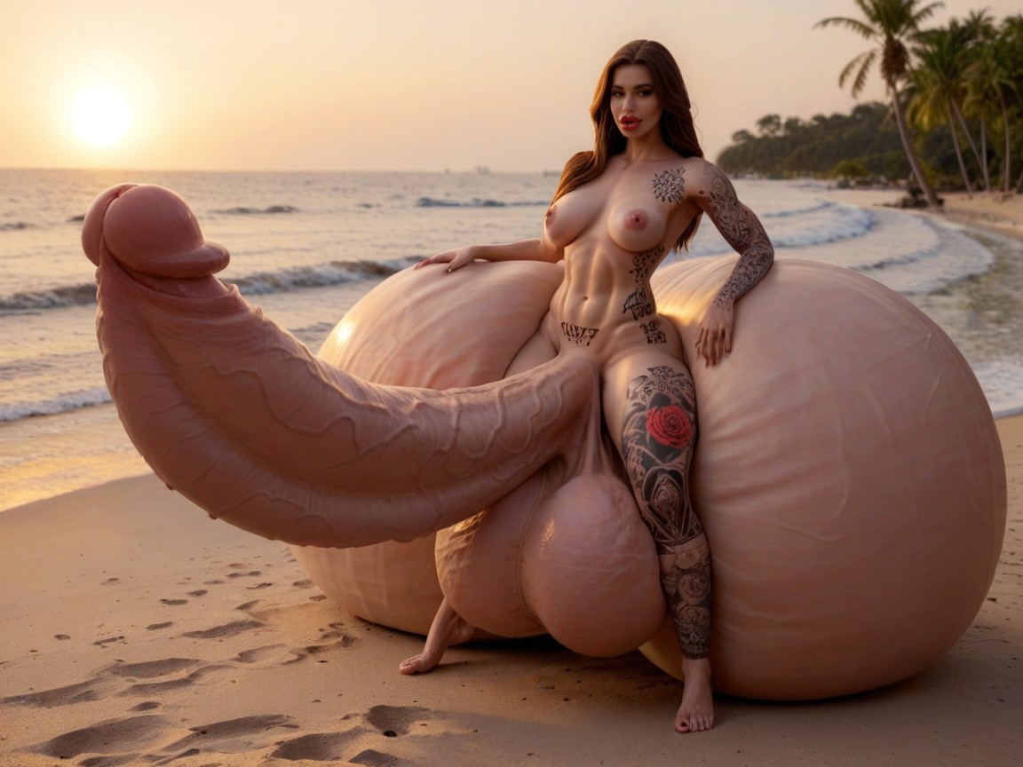 Full Body View, Hyper Gigantic Swollen Bimbo Lips, Hyper Enormous Penis Growth Porno shemale IA