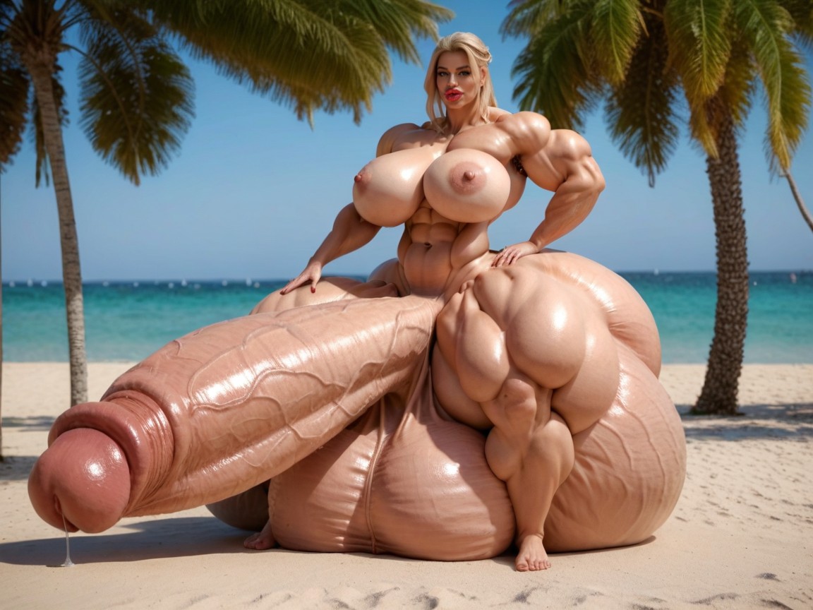 Hyper Gigantic Muscle Hips, Hyper Oversized Enormous Massive Muscle, Naked Shemale AI Porn