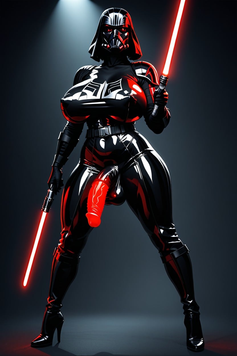 Red Lightsaber Dildo Ride, Pezones Erectos, Full Body View Porno shemale IA