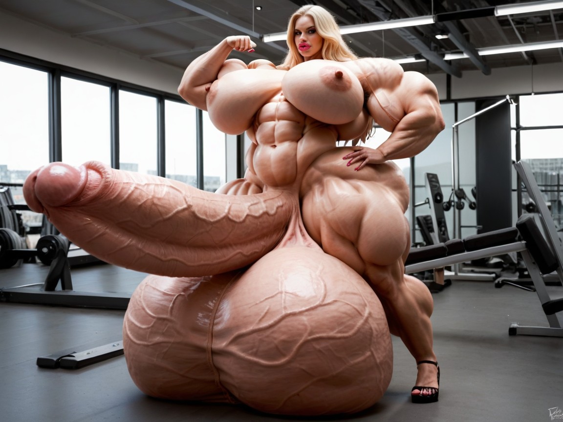 Hyper Oversized Enormous Massive Wides Penis, Penis The Size Of The Gym, Hyper Long Penis Shemale AI Porn