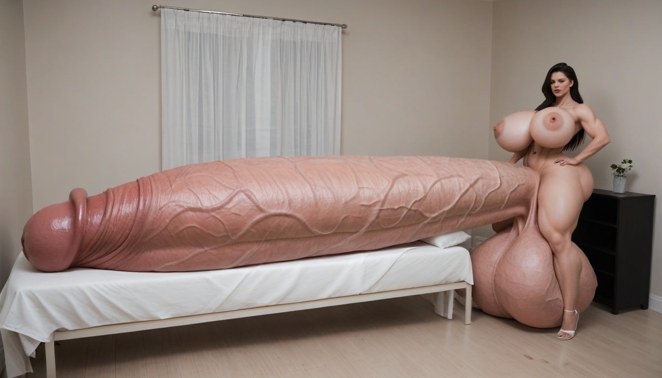 坐下, Full Body View, Gigantic Monstrous Penis 人妖AI色情