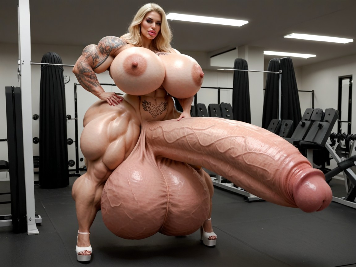 Full Body Tattoo, 18+, Hyper Oversized Gigantic Penis 人妖AI色情