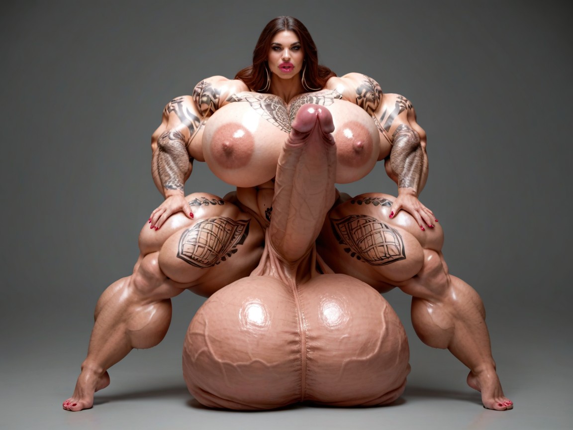 Full Body View, 小臀, Hyper Oversized Balls 人妖AI色情