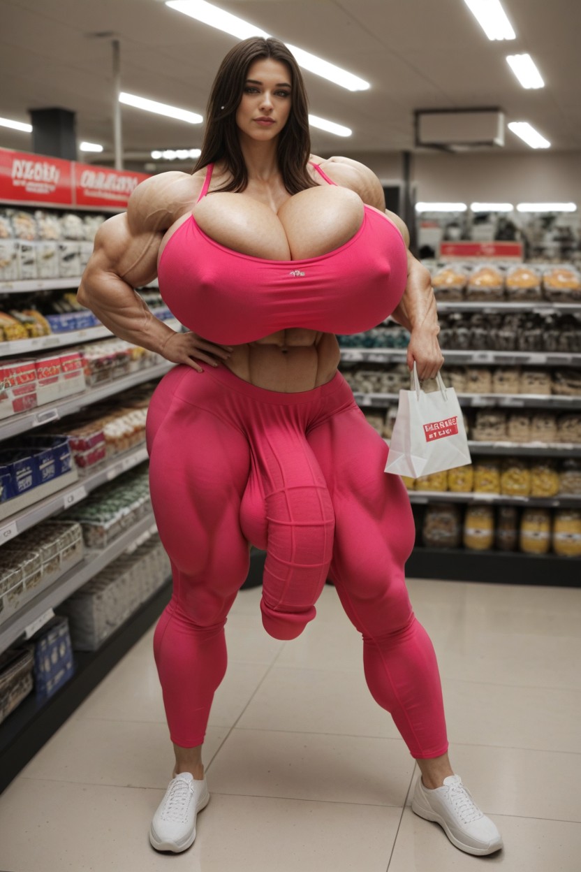Giant Cock Bulge, 18+, Pink Yoga Pants 人妖AI色情