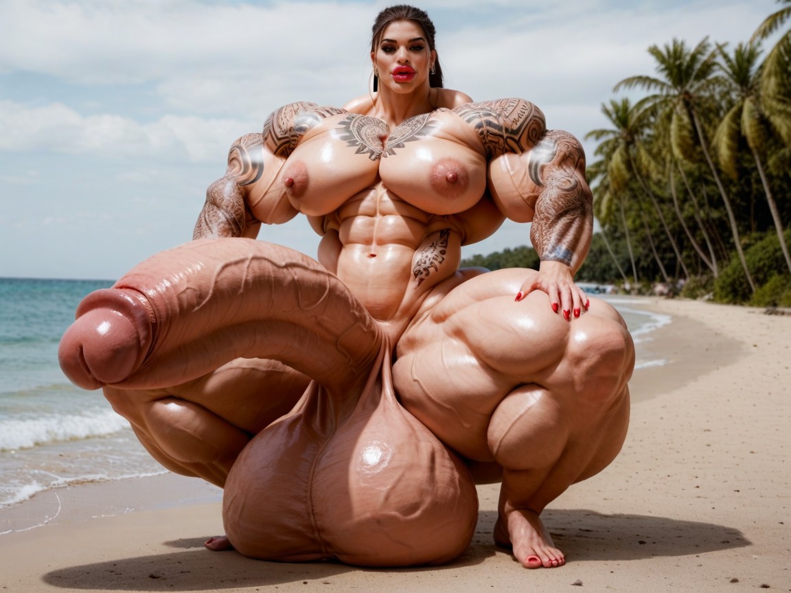Hyper Gigantic Massive Penis, Penis Is Just Way Too Enormous, Penis The Size Of The Beach Shemale AI Porn