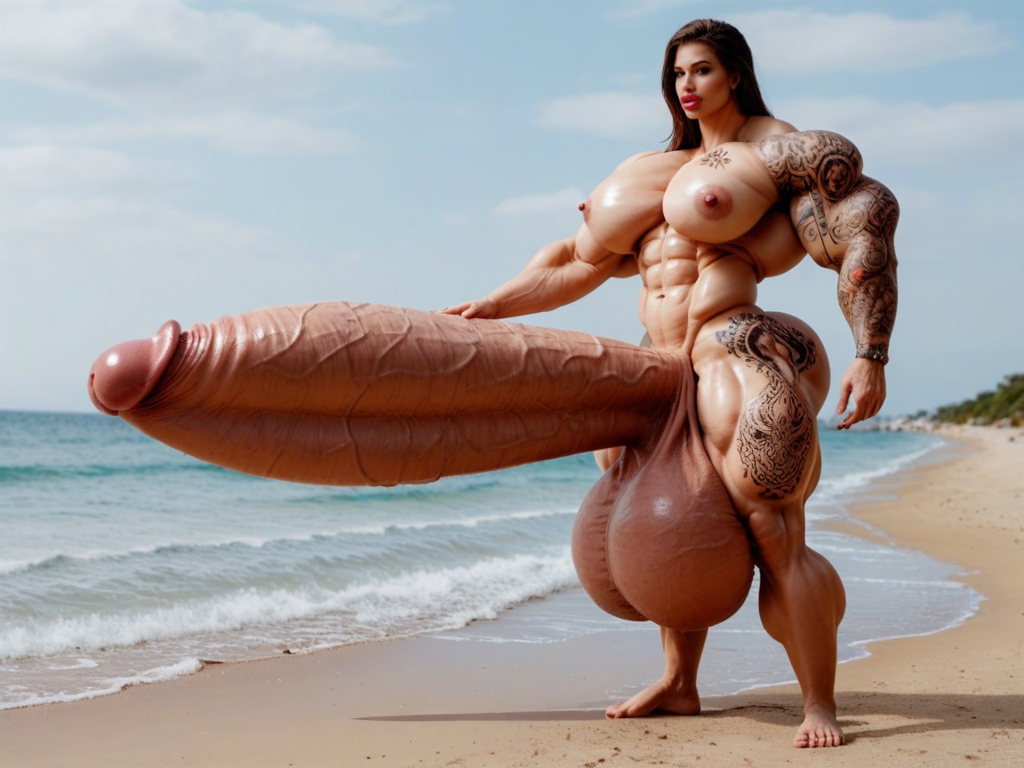 Hyper Oversized Gigantic Penis, Lots Of Tattoo, 18+ Shemale AI Porn