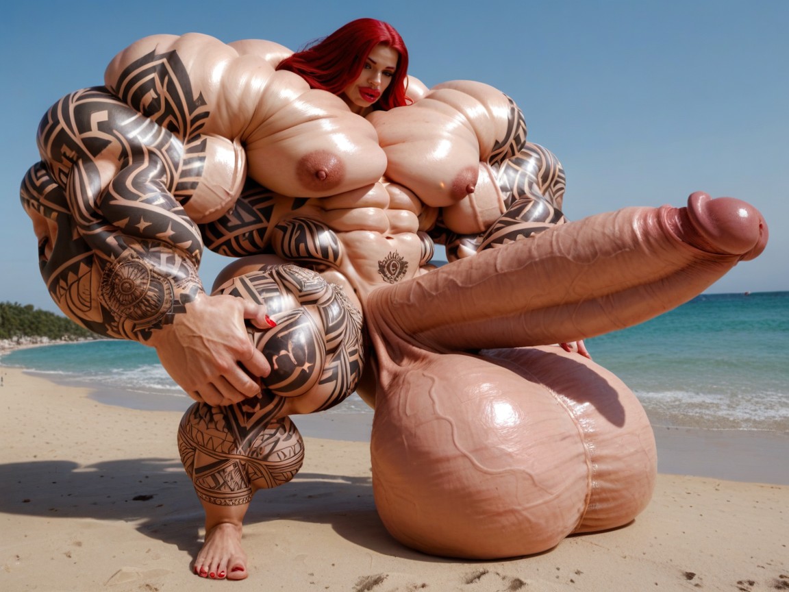 Balls Are Big Enough To Touch The Floor, Hyper Gigantic Lips, 圆润 人妖AI色情