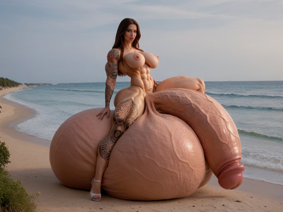 Outdoors, Penis Bigger Than Body, Hyper Long Penis Shemale AI Porn
