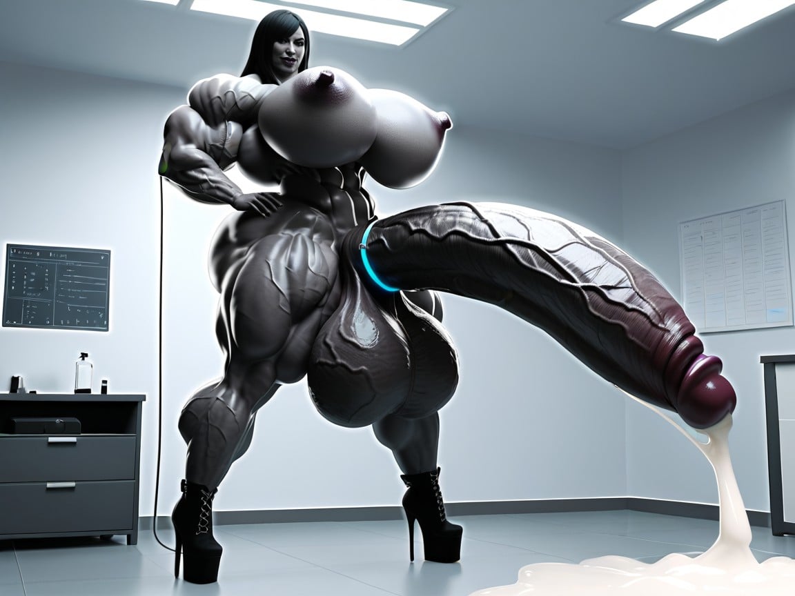 Gigantic Hyper Sagging Testicles, Hyper Big Muscles, Regarder La Visionneuse Porno IA transsexuelle