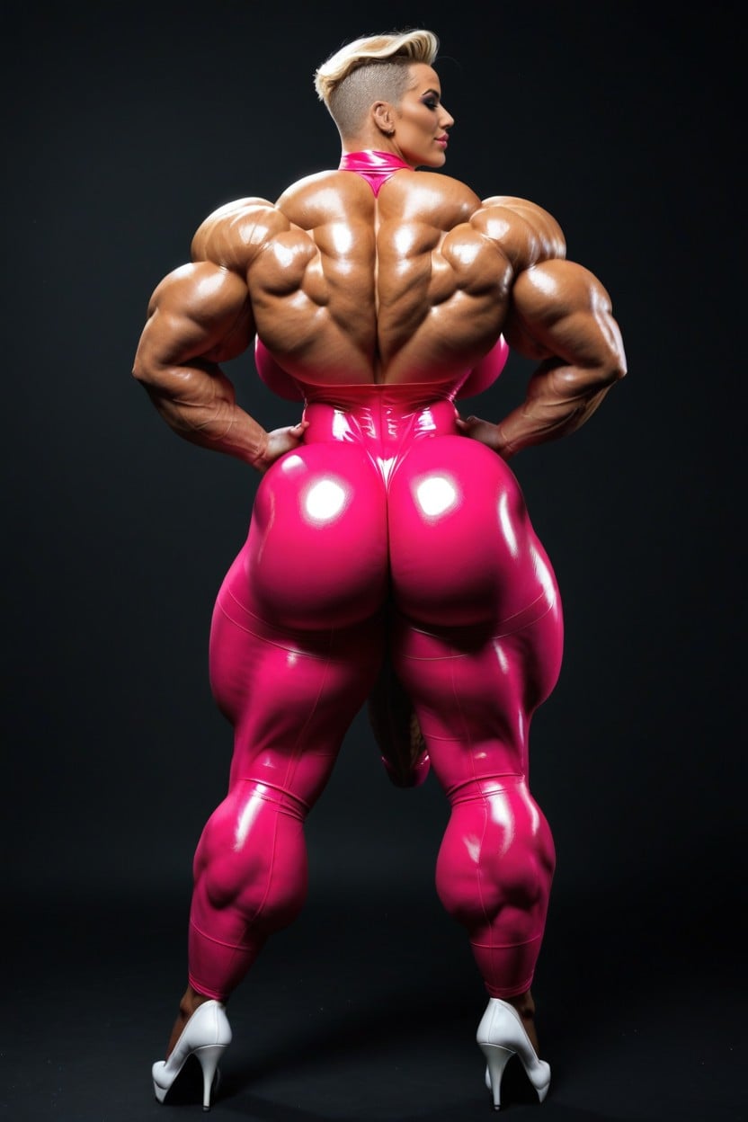 Pretty Face, Giant Hard Cock Bulge Hyper Muscular Female, Hyper Wide Hips Travesti IA Pornô