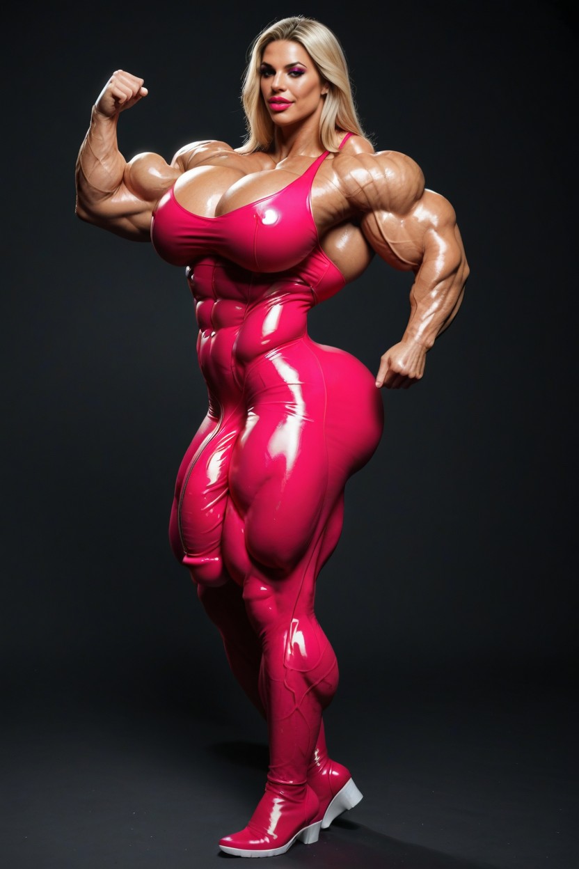 Hour Glass Waist, Hyper Defined Muscles, Muscular Legs Shemale AI Porn