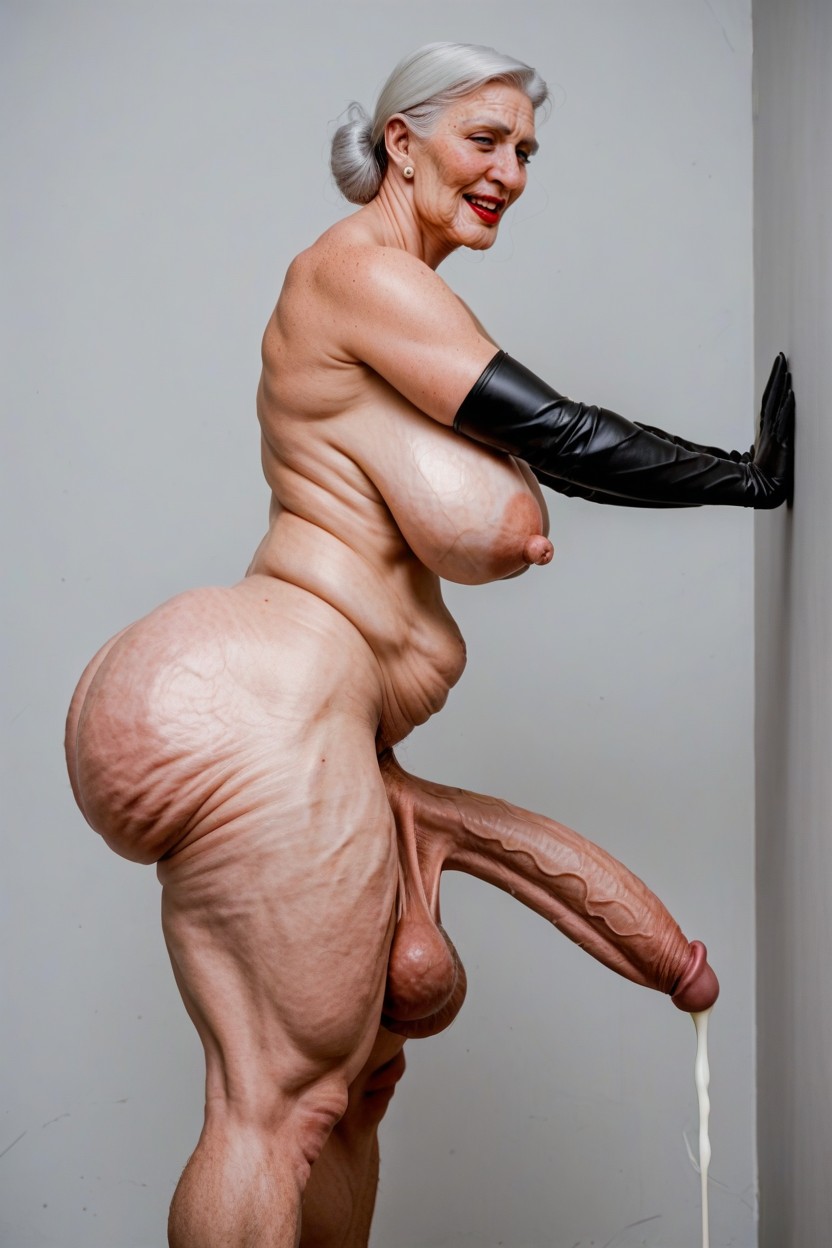 Orgasm, Parted Breasts, Rolling Eyes Shemale AI Porn