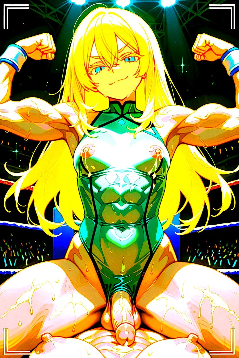 Small Breasts, Waist Shot, Double Biceps Flexing Pose Shemale AI Porn