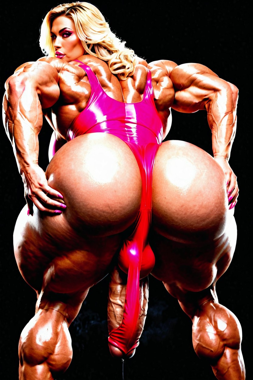 Long Blonde Hair, Wide Hips, Giant Hard Cock Bulge Hyper Muscular Female 人妖AI黃片