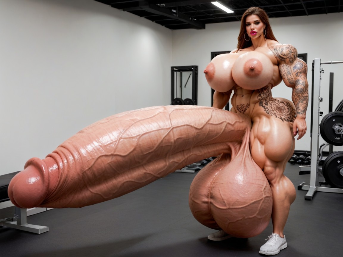 丸いお尻, 非常に筋肉質, Hyper Muscle Growth ニューハーフAIポルノ