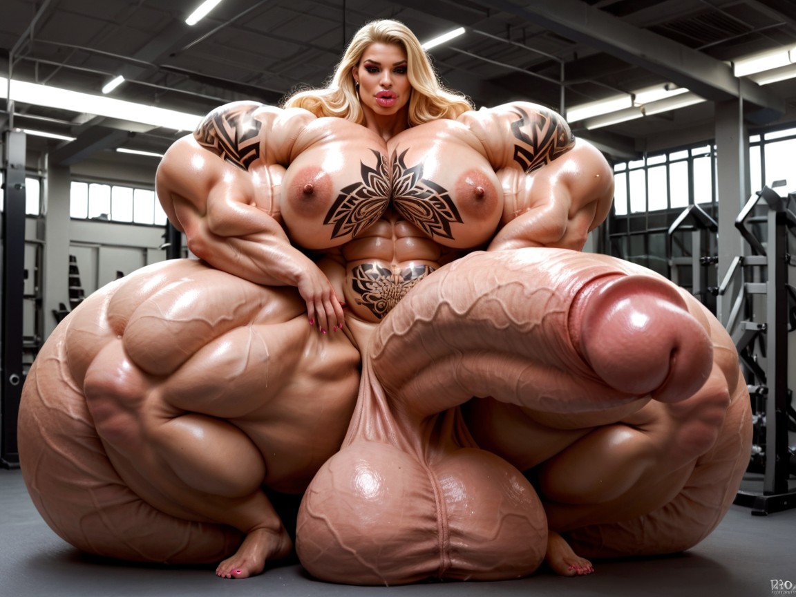 Hyper Gigantic Massive Balls, Hyper Bimbo, Hyper Oversized Enormous Thick Penis ニューハーフAIポルノ
