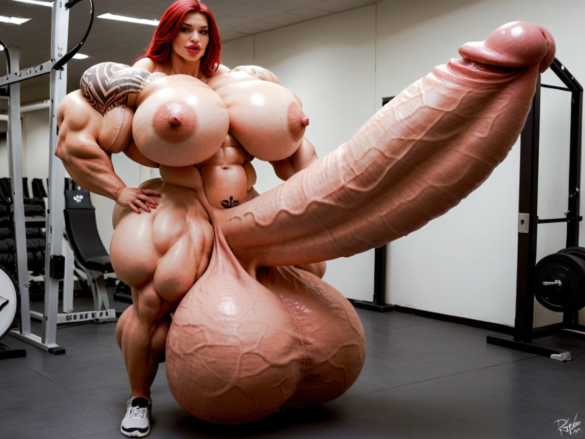 Hyper Muscle Growth, Hyper Oversized Enormous Girthy Penis, Hyper Gigantic Massive Biceps Shemale AI Porn