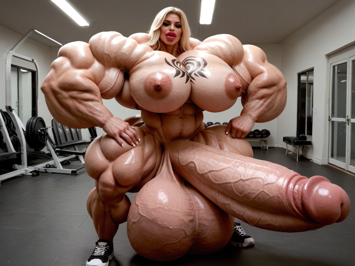Hyper Enormous Massive Biceps, Gorgeous Face, 小さな胸 ニューハーフAIポルノ