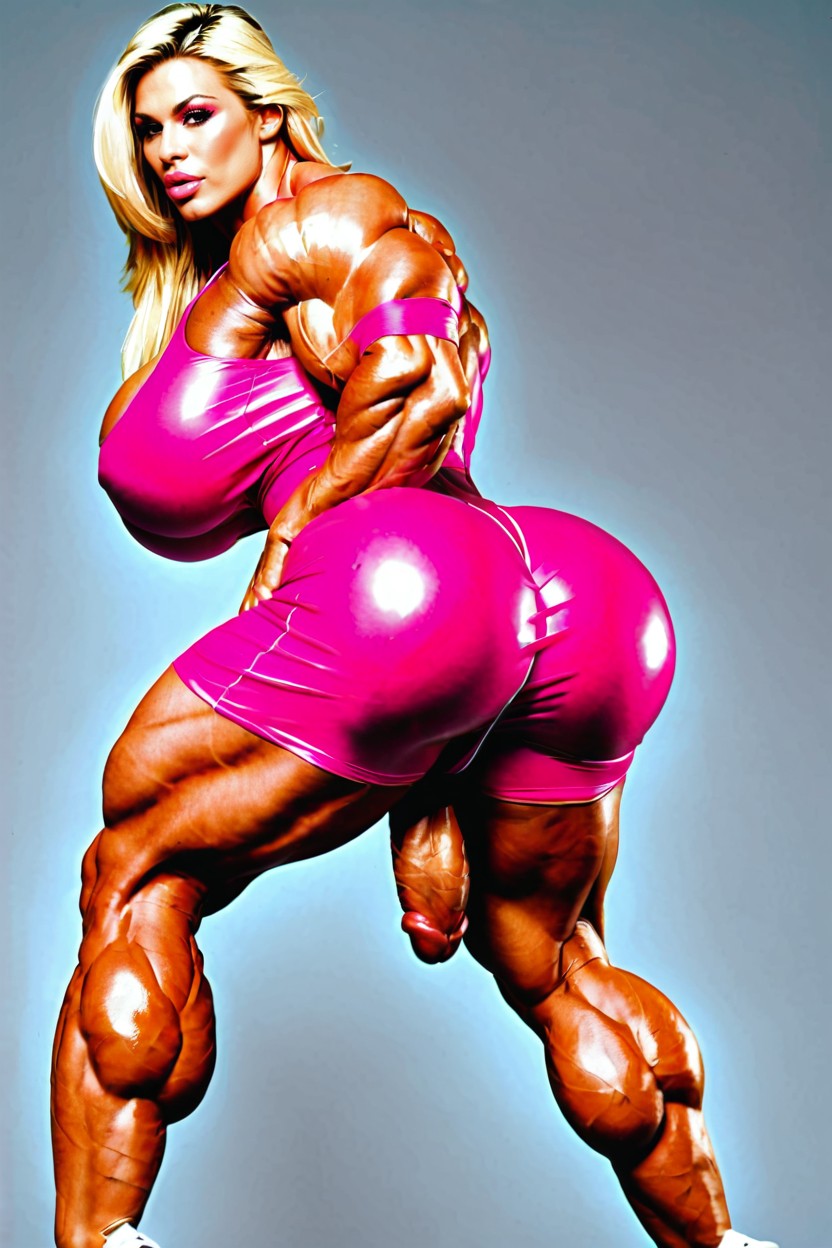 Big Bimbo Lips, Giant Hard Cock Bulge Hyper Muscular Female, Tall Amazonian ニューハーフAIポルノ