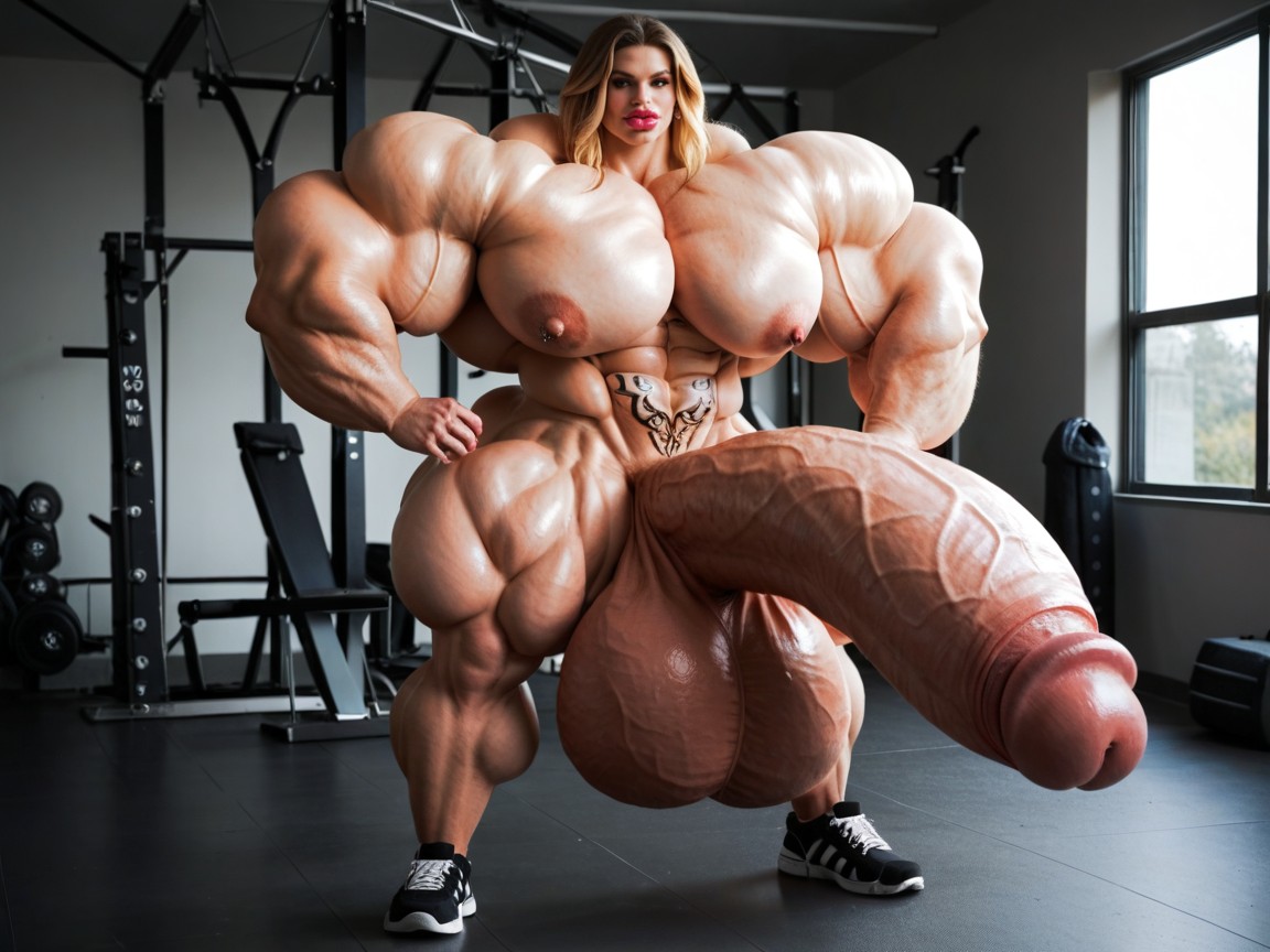 Balls Are Just Too Gigantic, Hyper Gigantic Massive Biceps, Giant Bulging Penis Porno IA transsexuelle