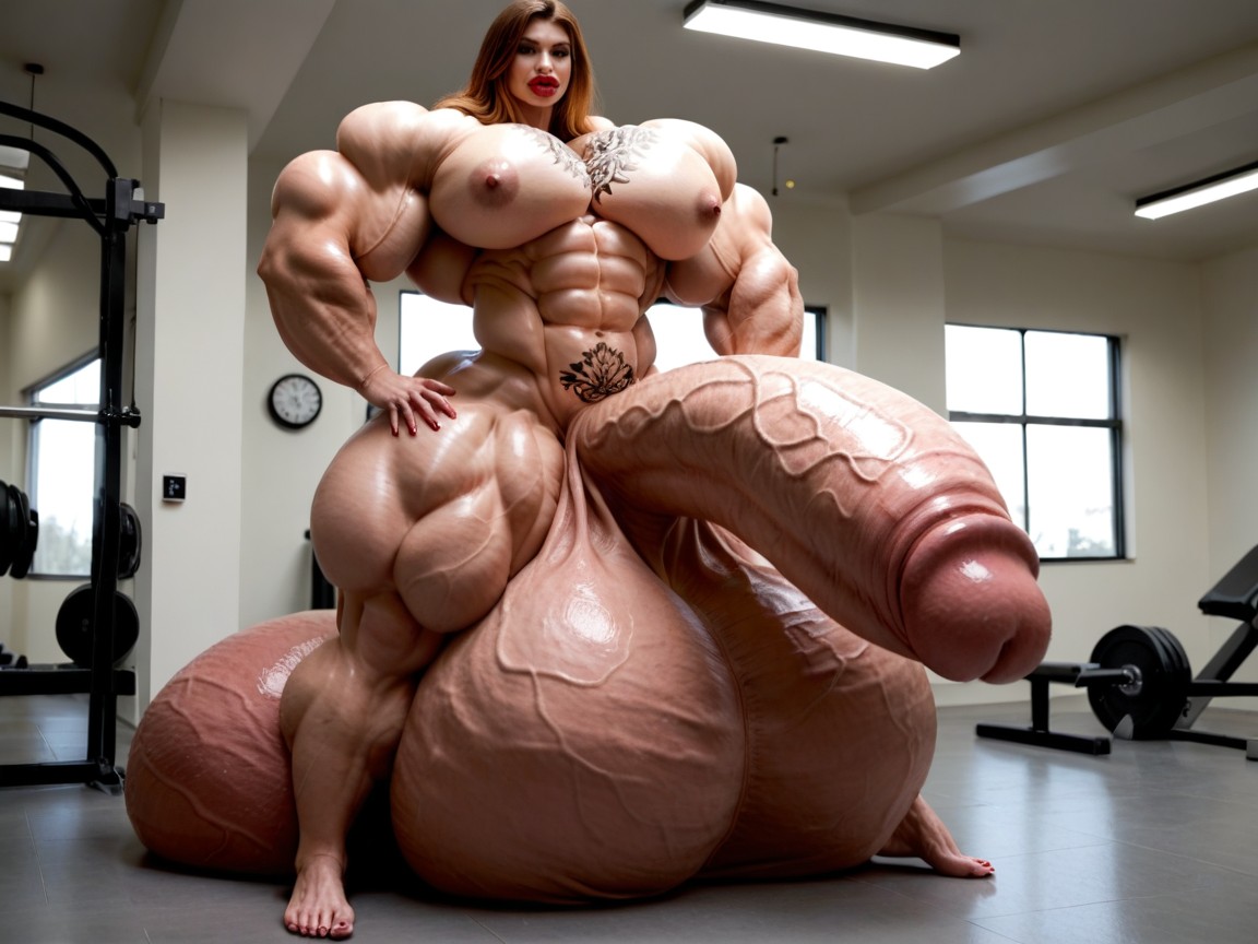 Penis Gigantic Then Torso, Penis Bigger Than Body, Hyper Balls Growth Shemale AI Porn