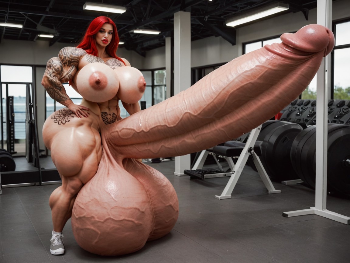 Hyper Oversized Balls, Hyper Gigantic Massive Biceps, Hyper Gigantic Abs Shemale AI Porn