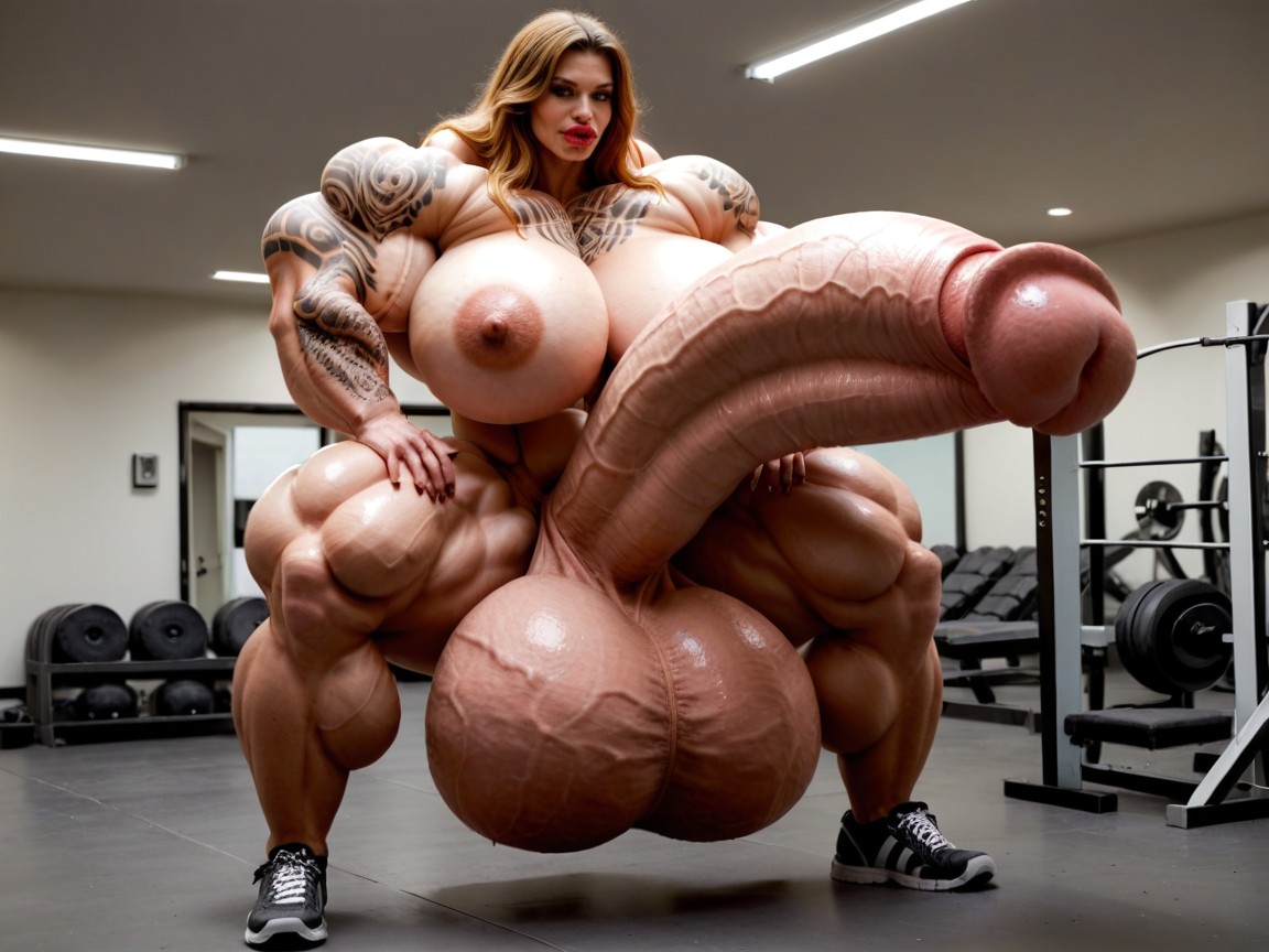 Hyper Oversized Gigantic Muscle, Penis The Size Of The Gym, Hyper Gigantic Massive Muscle Shemale AI Porn