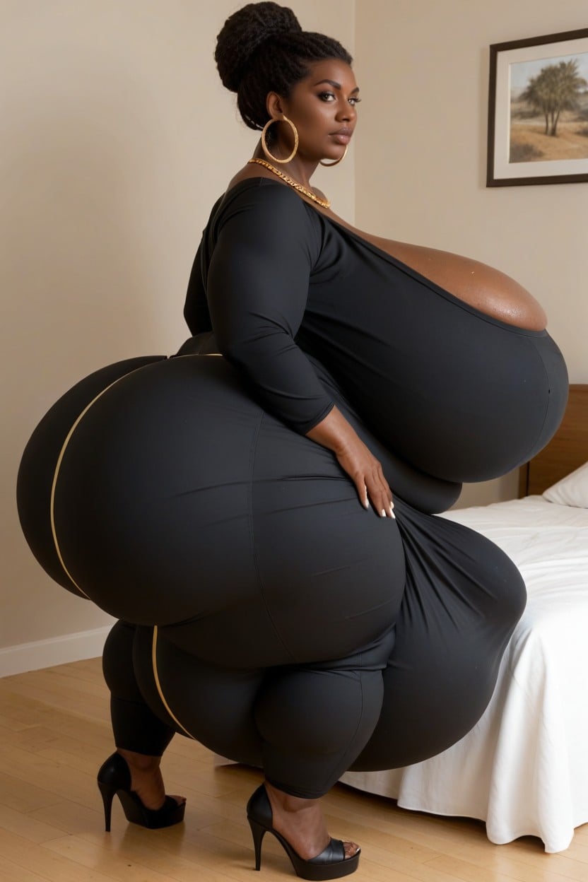Wet Body, Nightfall, Breasts Reaching Hyper Obese Belly Bulge Shemale AI Porn
