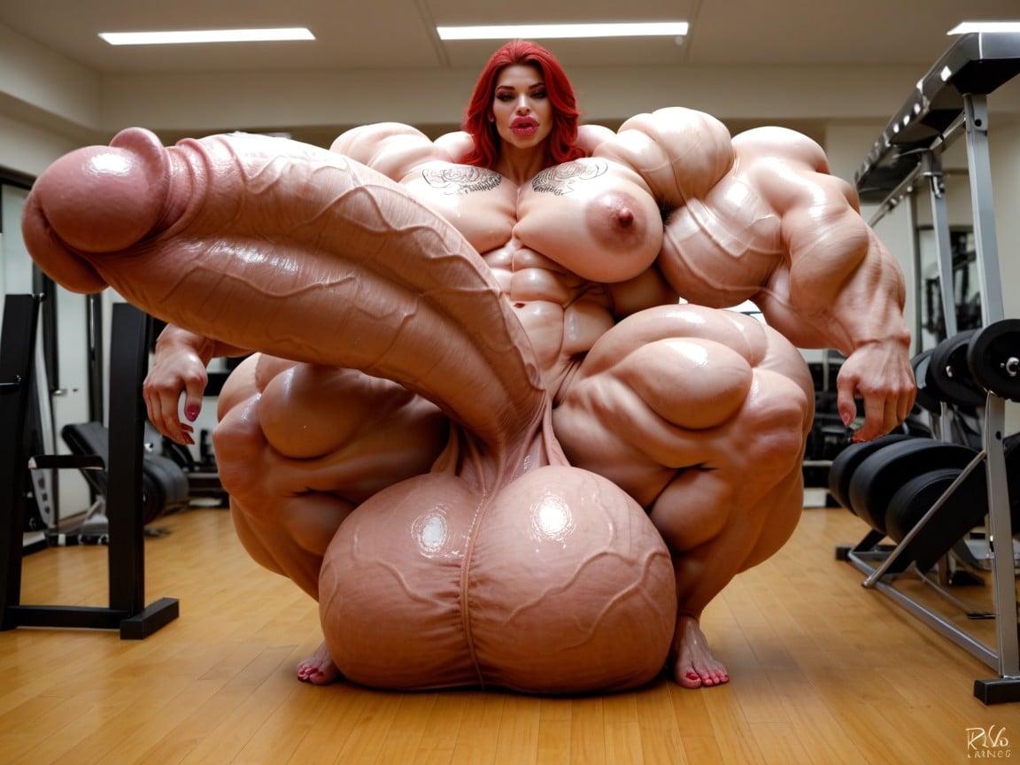 Hyper Gigantic Balls, Hyper Growth, Hyper Gigantic Massive Muscle Shemale AI Porn