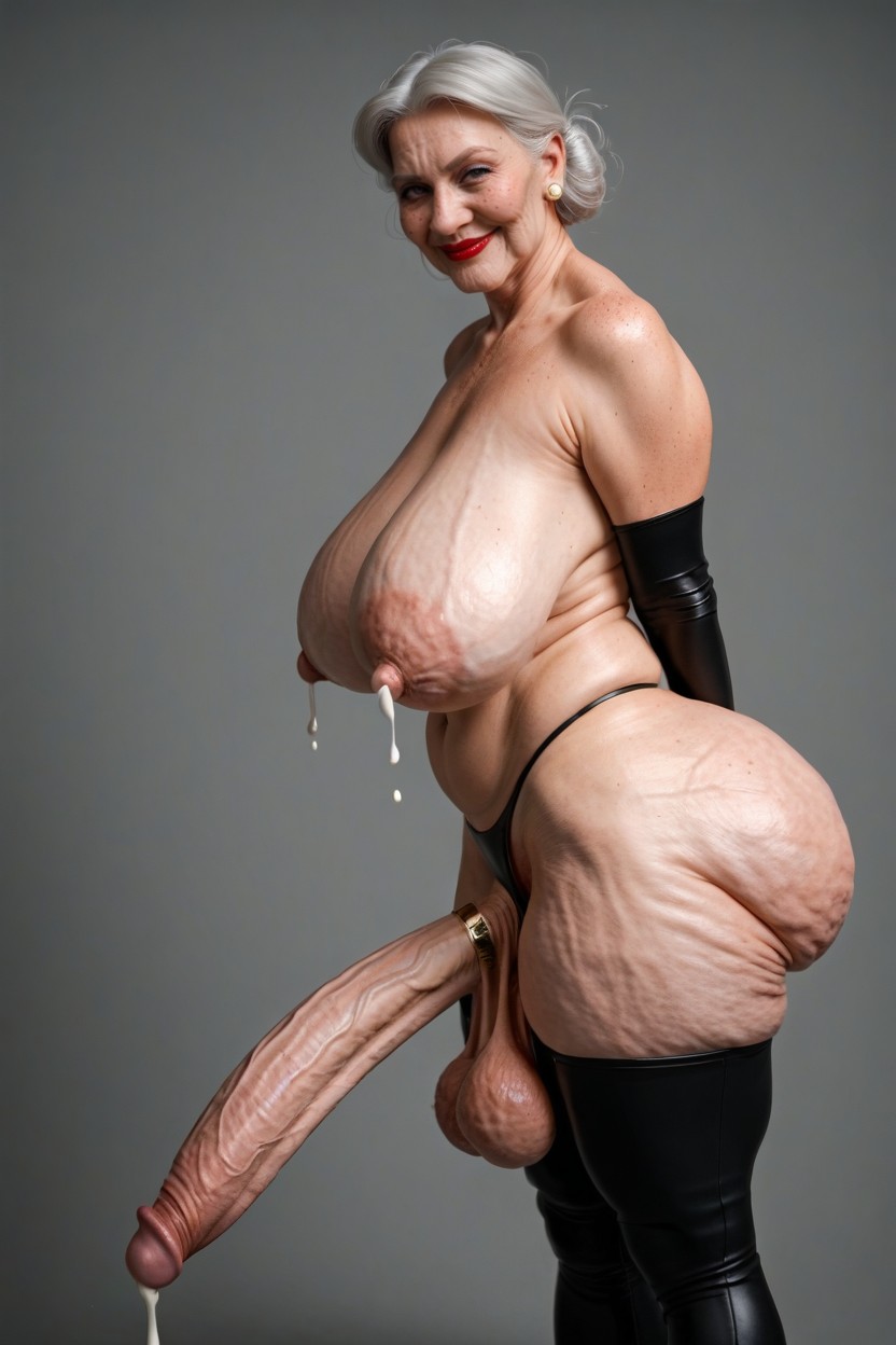 Wrinkled Face, Naked, Hyper Saggy Balls 人妖AI色情