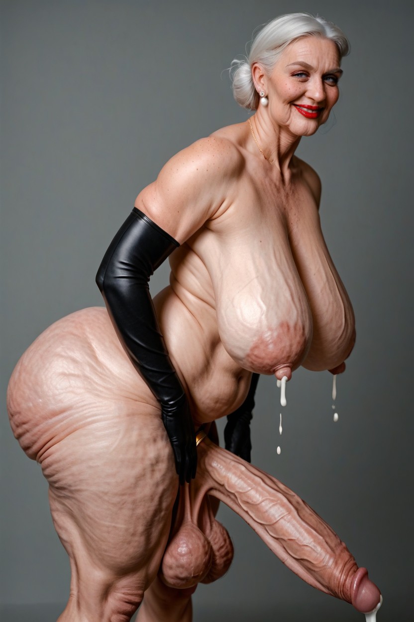 Hyper Saggy Balls, Red Lipstick, Front View Porno shemale IA