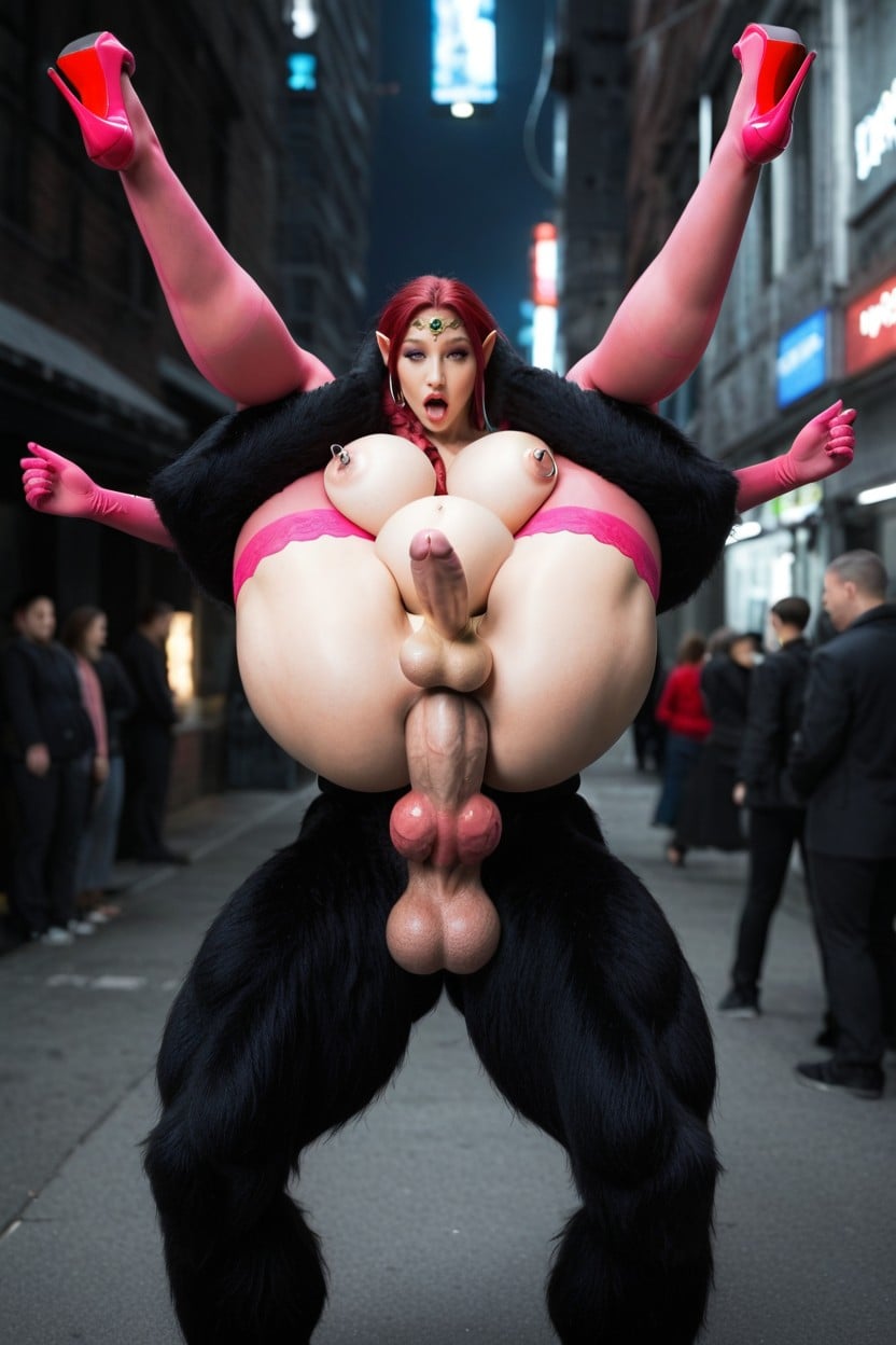 Perfect Anatomic Body, Full Nelson, Red Hair Shemale AI Porn