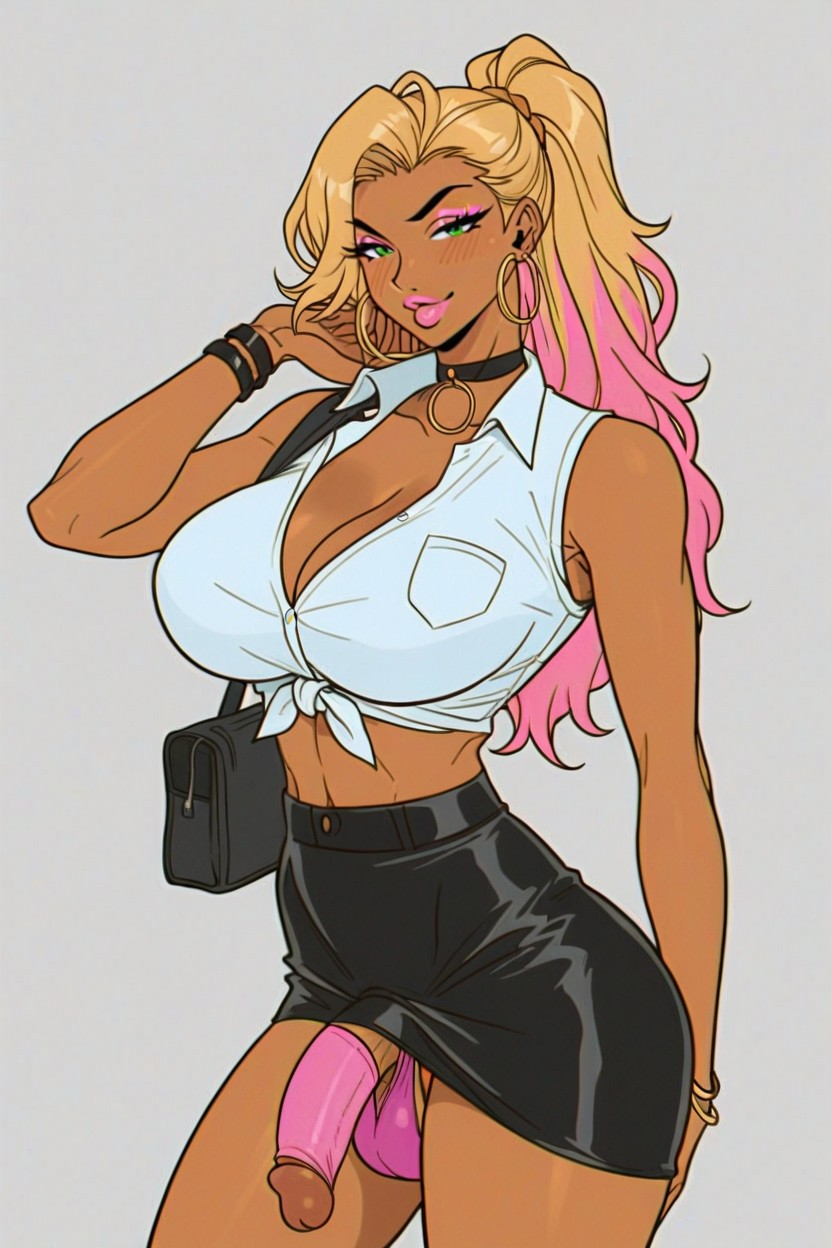 Gyaru, Firm Stomach, Tanned Skin Shemale AI Porn