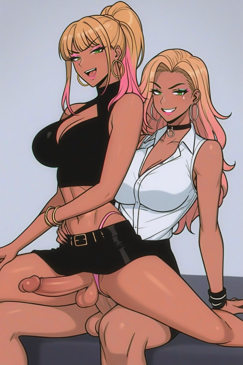 Smug Expression, 2 People, Grinding Ass Against Crotch Shemale AI Porn