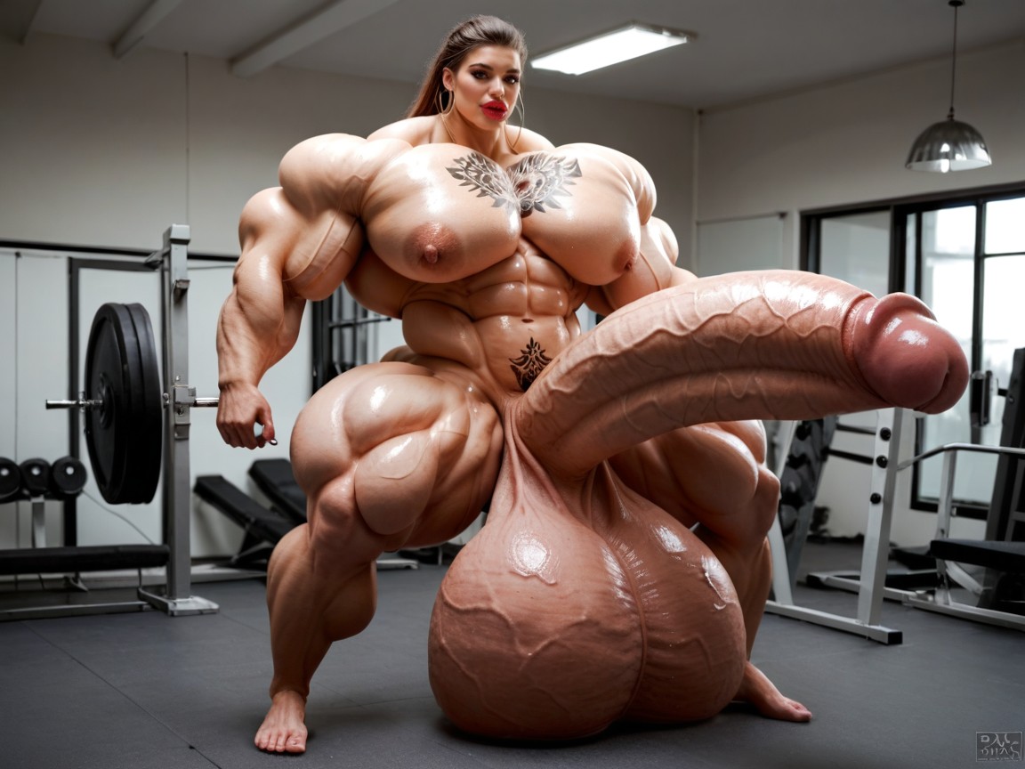 Nude Hyper Futanari With Hyper Gigantic Penis, Gorgeous Face, Hyper Long Penis Shemale AI Porn