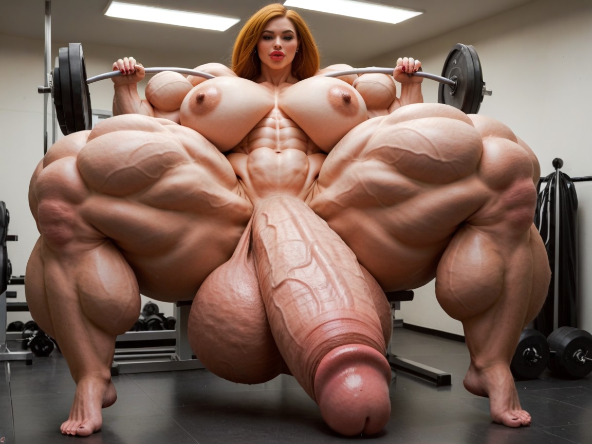 Balls Are Big Enough To Touch The Floor, Hyper Gigantic Abs, Small Breasts Shemale AI Porn