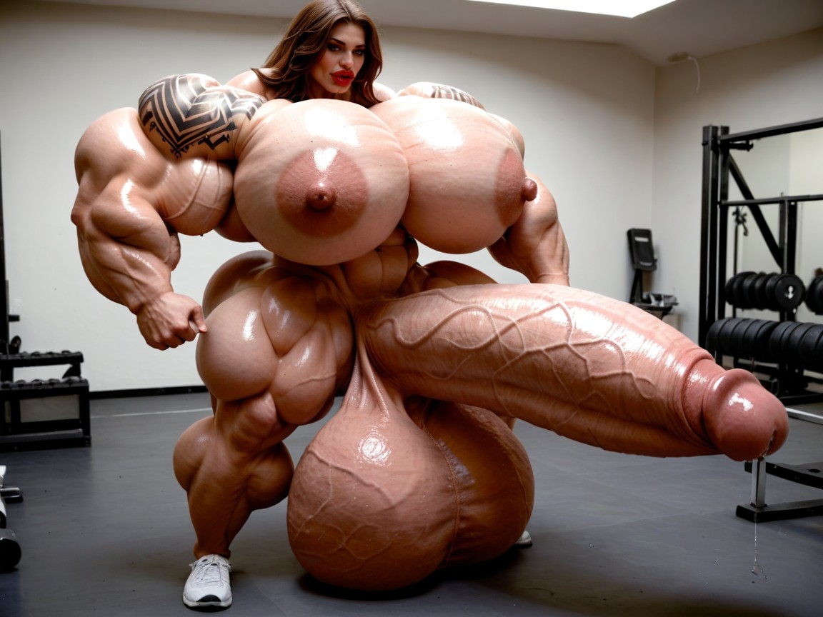 Penis Gigantic Then Torso, Hyper Gigantic Massive Penis, Sweaty Shemale AI Porn