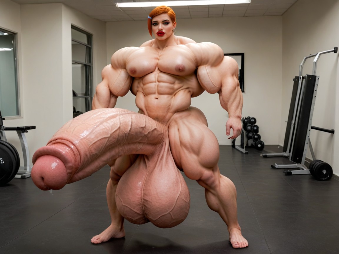 Hyper Gigantic Massive Balls, Giant Bulging Penis, Penis Gigantic Then Torso Travesti IA Pornô