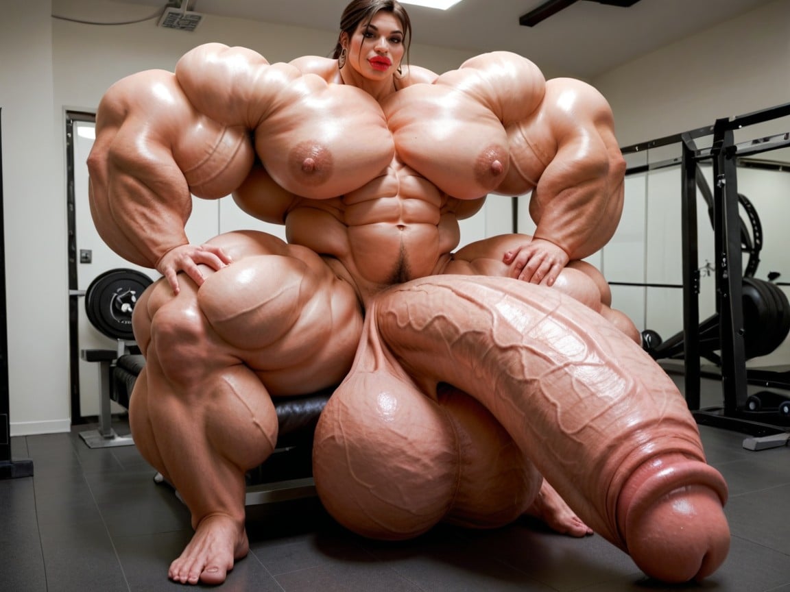 Penis The Size Of The Gym, Hyper Gigantic Massive Muscle, Hyper Gigantic Muscle Hips 人妖AI色情