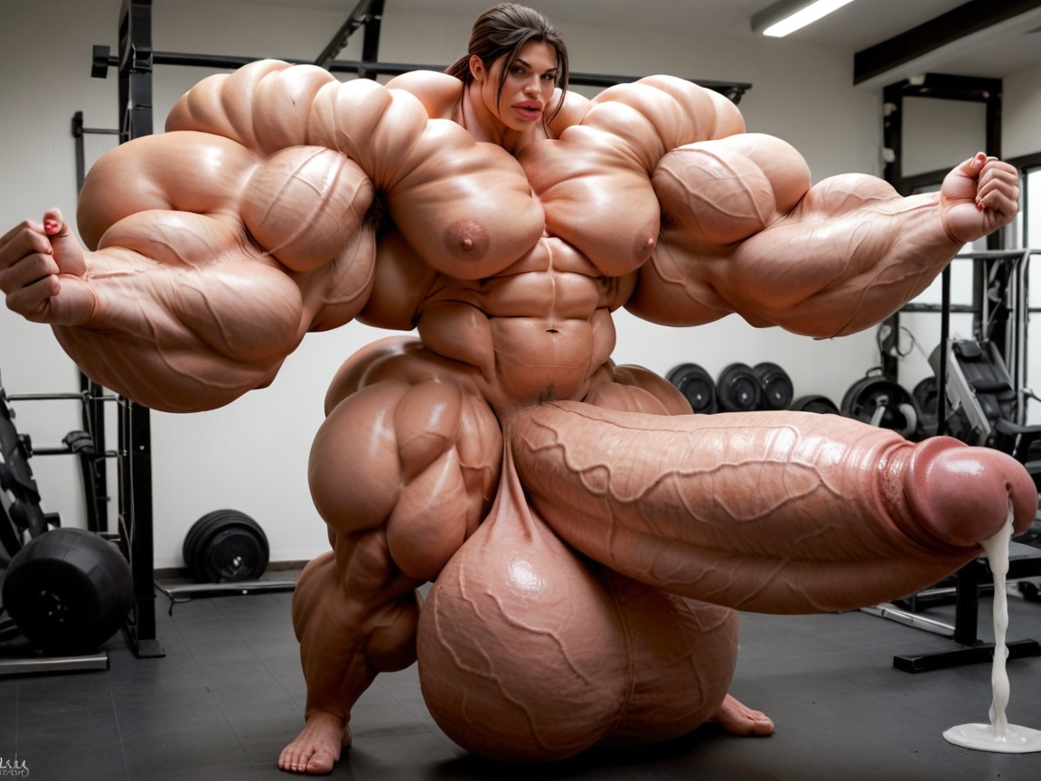 Hyper Oversized Muscle, Hyper Oversized Gigantic Penis, Hyper Gigantic Massive Penis ニューハーフAIポルノ